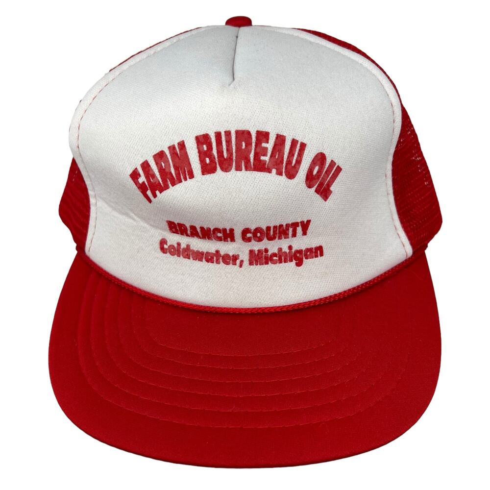 Snapback Foam Mesh Trucker Hat FARM BUREAU OIL BRANCH COUNTY Coldwater MI